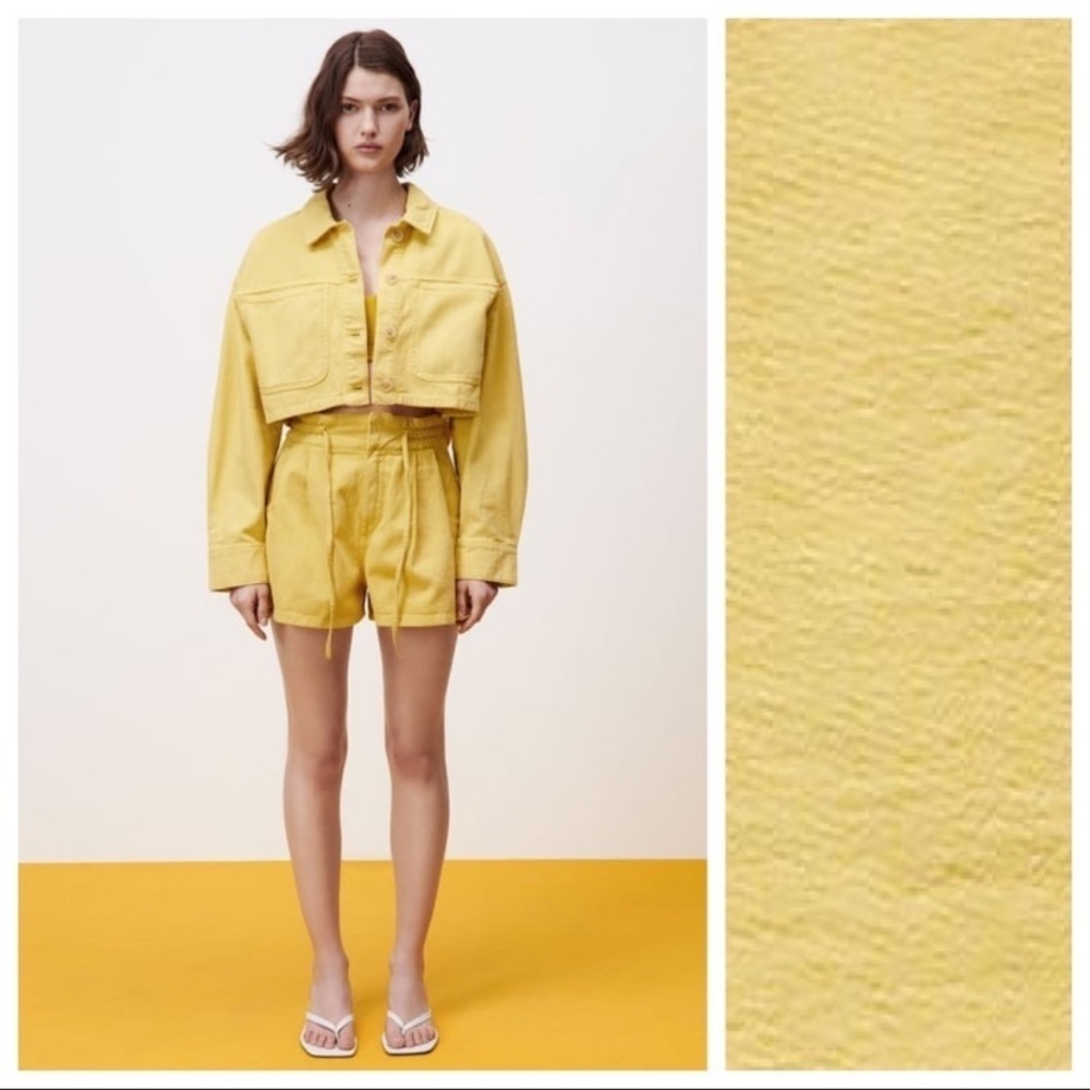 COPY Zara Mustard Yellow Soft Denim Crop Jacket Mango Madewell Urban Outfitters